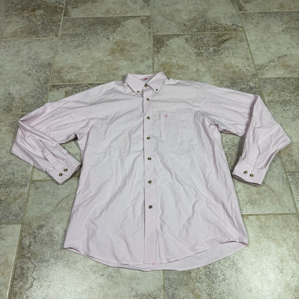 Brooks Brothers Pink Stripe Button Down Shirt Long Sleeve Classic Fit Mens